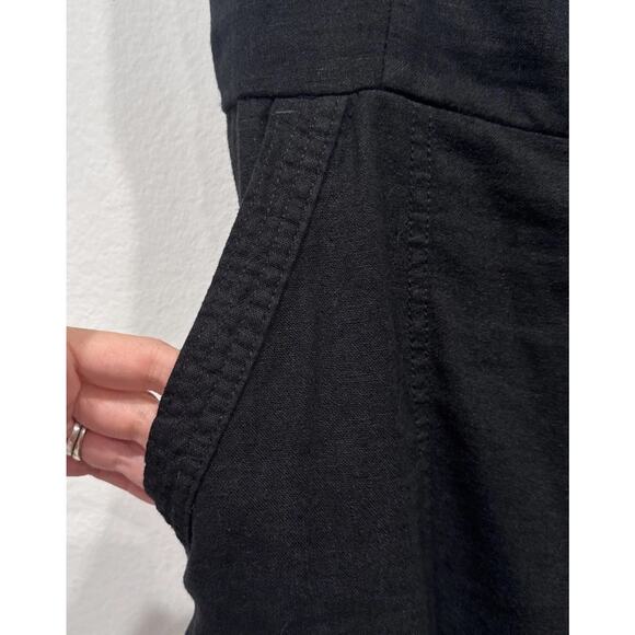 Old Navy Black Utility Romper Womens Size Medium Linen Blend Boho Pockets - Picture 3 of 7